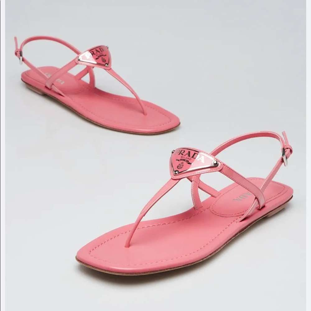 Prada Petalo Patent Leather Thong Sandals